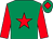 Emerald green, red star, sleeves and diamond on cap