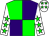 Green and Purple quartered, White sleeves, Green stars, White cap, Green stars