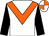 White body, orange chevron, black arms, white cap, orange quartered