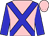 pink, blue cross sashes, blue sleeves