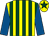 Yellow & dark green stripes, royal blue sleeves, yellow cap, dark green star