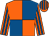 Orange and royal blue (quartered), striped sleeves and cap