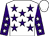 White, purple stars, purple sleeves, white stars and cap