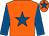 Orange, royal blue star, sleeves and star on cap