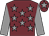 Garnet body, grey stars, grey arms, garnet cap, grey star