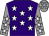 Purple, white stars, grey sleeves, white stars, grey cap, white stars