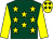 Dark green, yellow stars and sleeves, yellow cap, dark green stars