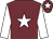 Garnet body, white star, white arms, garnet cap, white star