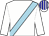 white, light blue sash, white cap, blue stripes