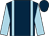 dark blue, light blue braces, light blue sleeves