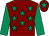 Maroon, emerald green stars, sleeves and star on cap