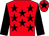 Red body, black stars, black arms, red cap, black star