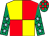 Yellow and red (quartered), emerald green sleeves, light blue stars, emerald green and red check cap