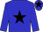 Blue body, black star, blue arms, blue cap, black star