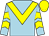 Light blue, yellow chevron, yellow chevrons on sleeves, yellow cap