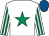 White, emerald green star, striped sleeves, royal blue cap