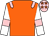 Orange, pink epaulets, white sleeves, pink armlets, pink cap, orange stars