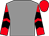 Grey, red and black chevrons on sleeves, red cap