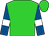 Lime green, royal blue sleeves, white armlets