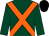 Dark green, orange cross sashes, black cap