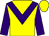 Yellow body, purple chevron, purple arms, yellow cap