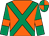 Orange, emerald green cross sashes, emerald green sleeves, orange armlets, quartered cap