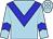 Light blue, blue chevron, blue chevron on sleeves, white spots on cap