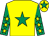 Yellow, emerald green star, emerald green sleeves, yellow stars, yellow cap, emerald green star