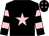 Black, pink star, hooped sleeves, black cap, pink stars