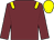 Garnet body, yellow epaulettes, garnet arms, yellow cap