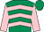 emerald green, pink chevrons, pink sleeves, emerald green cap