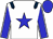 White, blue star, dark blue epaulets, blue sleeves, white seams, blue cap