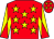 Red, yellow stars, diabolo on sleeves, red cap, yellow stars