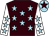 Brown, light blue stars, white sleeves, light blue stars, light blue cap, brown star