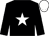 Black, white star, black sleeves, white cap