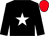 Black, white star, black sleeves, red cap