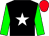 Black, white star, green sleeves, red cap