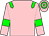 Pink, green epaulettes, pink, green armlet sleeves, pink, green hooped cap