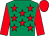 Emerald green, red stars, red sleeves & cap