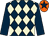 Dark blue & beige diamonds, dark blue sleeves, orange cap, dark blue star