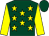 dark green, yellow stars, yellow sleeves, dark green cap