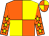 Orange and yellow (quartered), orange sleeves, yellow stars