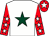 White, dark green star, red sleeves, white stars, red cap, white star