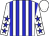 White body, blue striped, white arms, blue stars, white cap