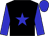 Black body, blue star, blue arms, blue cap