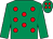 Emerald green, red spots, emerald green sleeves