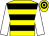 Yellow, black hoops, white sleeves