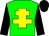 Green, yellow cross of lorraine, black sleeves and cap