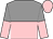 Grey and pink halved horizontally, halved sleeves, pink cap