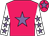 Rose body, mauve star, white arms, mauve stars, rose cap, mauve star